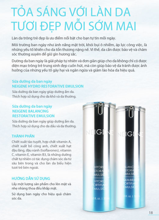 Kem duong da ban ngay - Unicity Neigene Hydro Restorative Emulsion