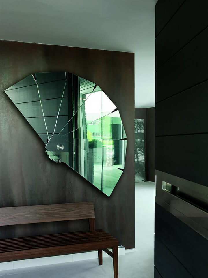 An attractive fanshaped mirror Glass Floor Panel