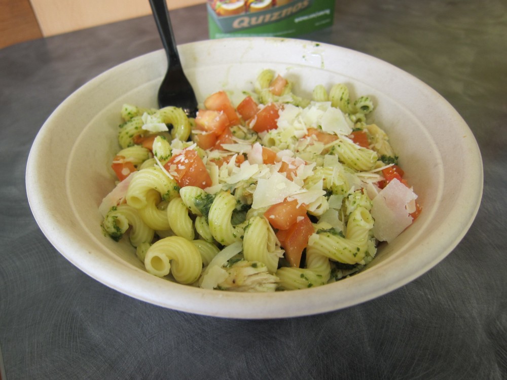 Review Quiznos Chicken Pesto Toasty Pasta Brand Eating