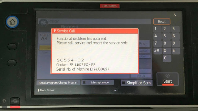 Ricoh MP C4503 error code SC554-02