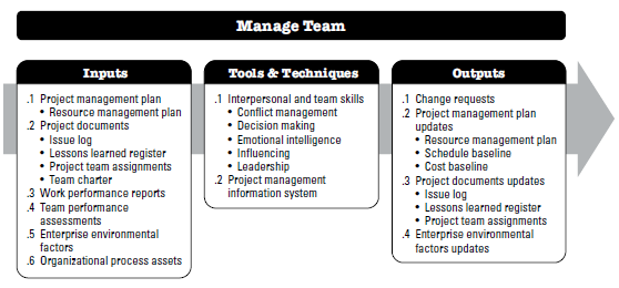 Manage Team: Inputs, Tools & Techniques, and Outputs