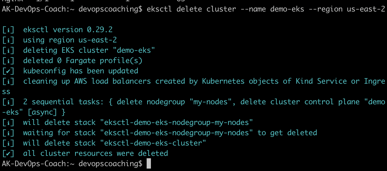 Coaching on DevOps and Cloud Computing Create Amazon EKS cluster by