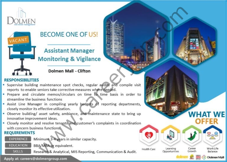 careers@dolmengroup.com - Dolmen Real Estate Management Jobs 2021 in Pakistan