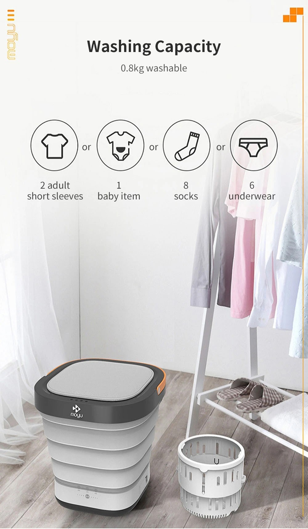 Portable Foldable Electric Washing Machine Mini Folding Automatic