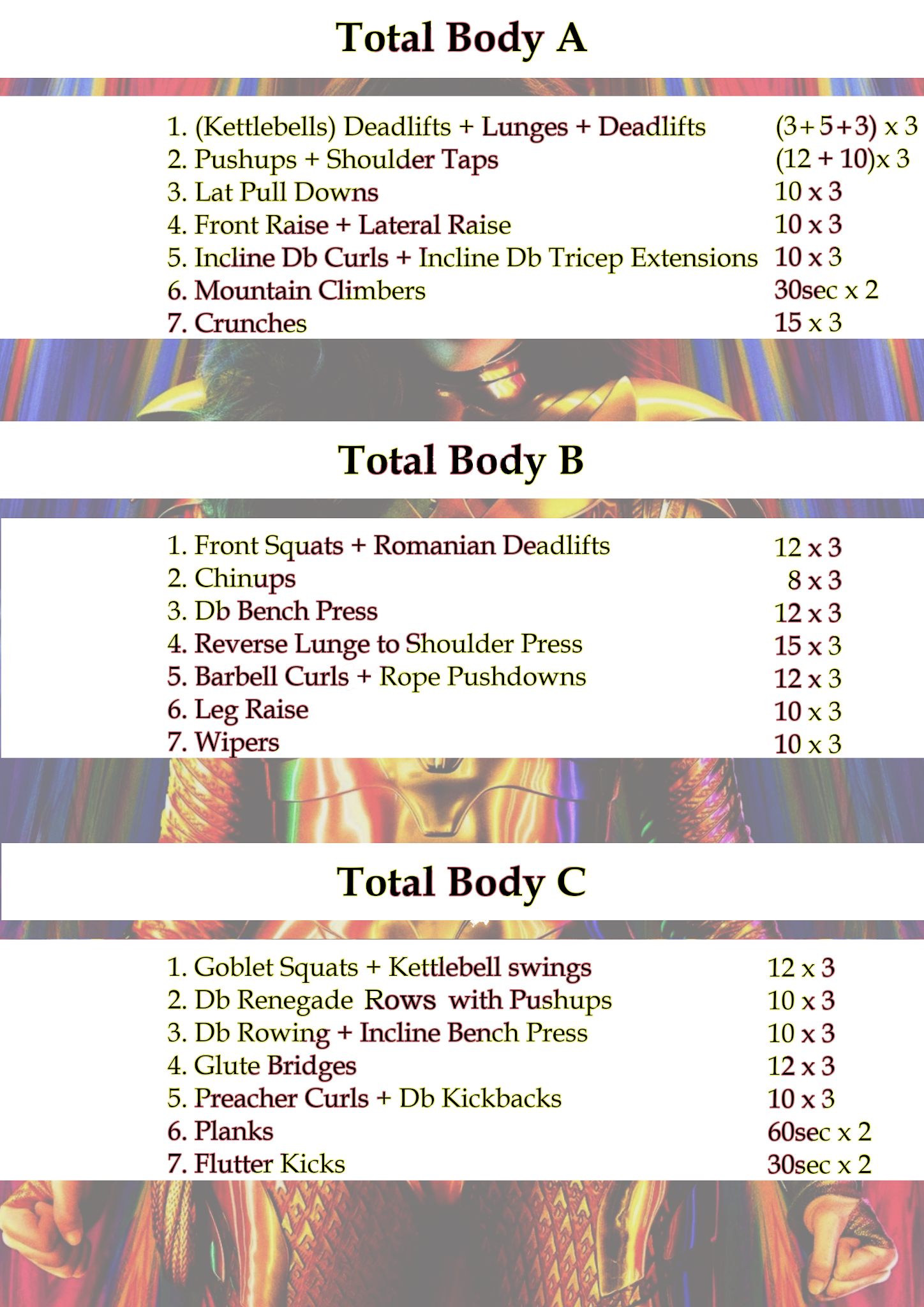 Gal Gadot workout routine PDF Wonder Woman 1984 Workout Beaxt Training