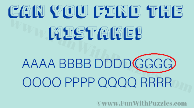 CAN YOU FIND THE MISTAKE! AAAA BBBB DDDD GGCG 0000 PPPP QQQQ RRRR