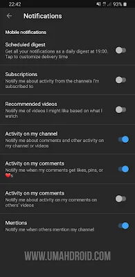 Setting Notifikasi Aplikasi YouTube