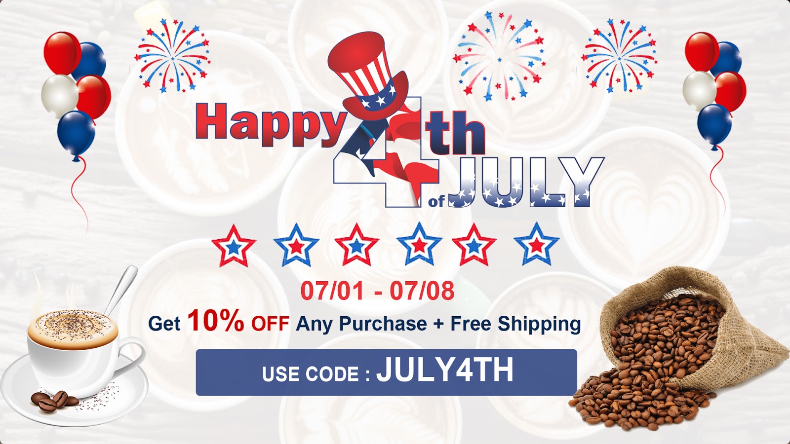 Happy 4th of July Sale Get 10 Off on all orders with free shipping