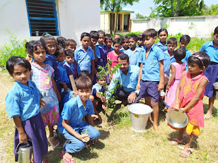 Tree plantation by school student