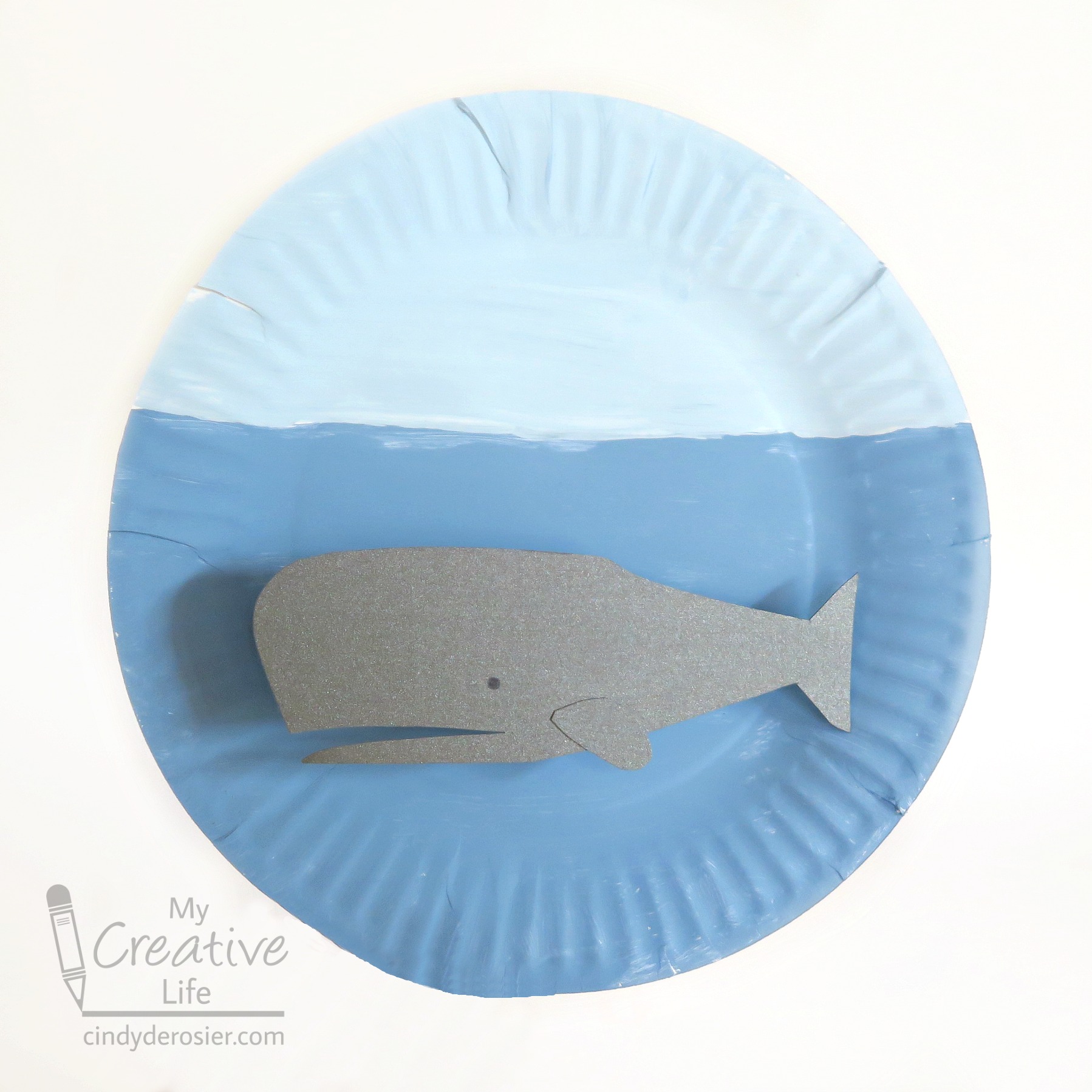 Blue Whale Paper Plate Craft - The Farmwife Crafts