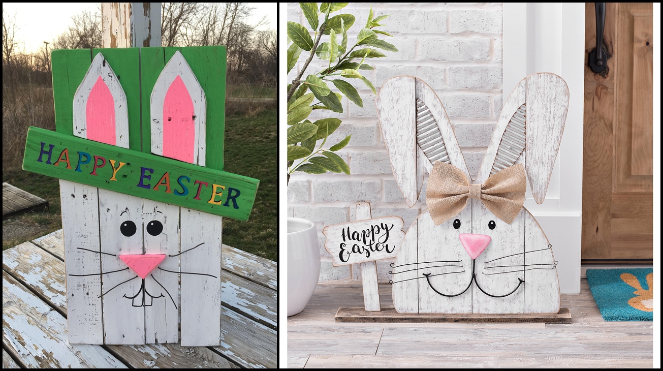 Wood Easter Bunny Sign, Easter Outdoor Decoration
