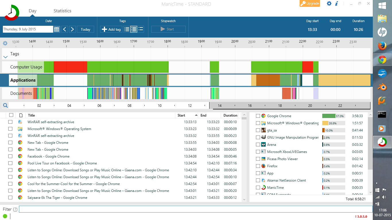 fox techies Manic Time Tracker track your computer usage