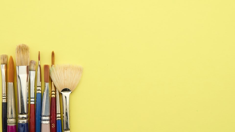 Yellow ppt background with brushes | backgrounds powerpoint