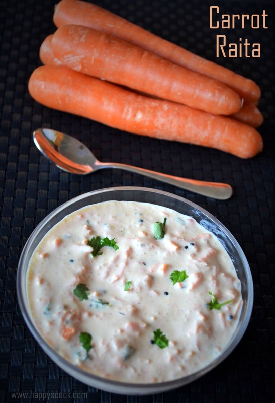 Carrot Raita Recipe Carrot Thayir Pachadi Raw Carrots in Yoghurt