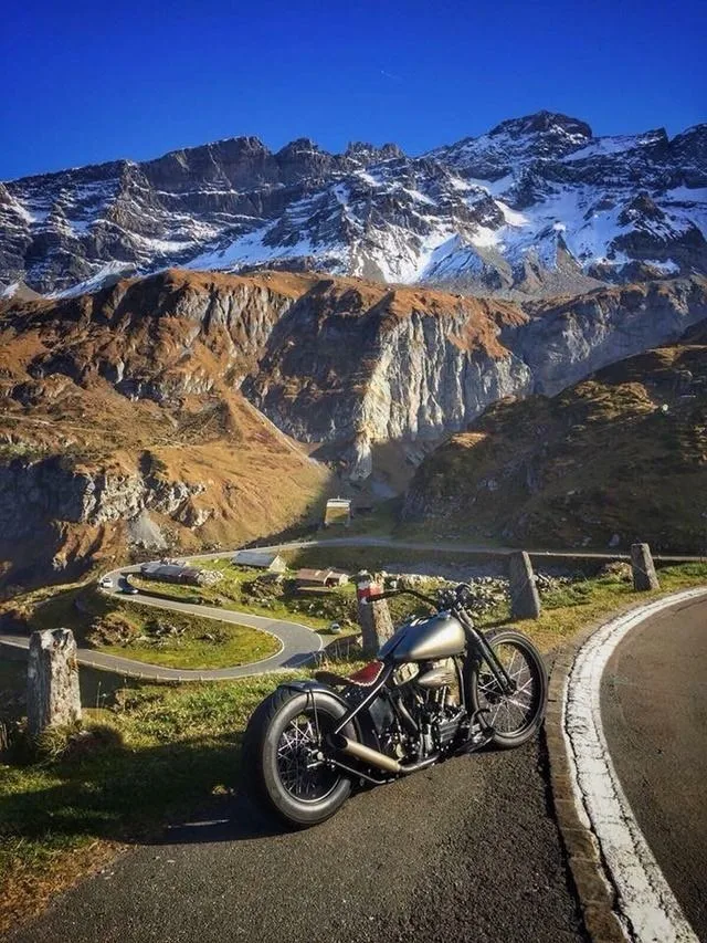 Harley Bobber on a Mountain Pass - Photographer and Location Unknown