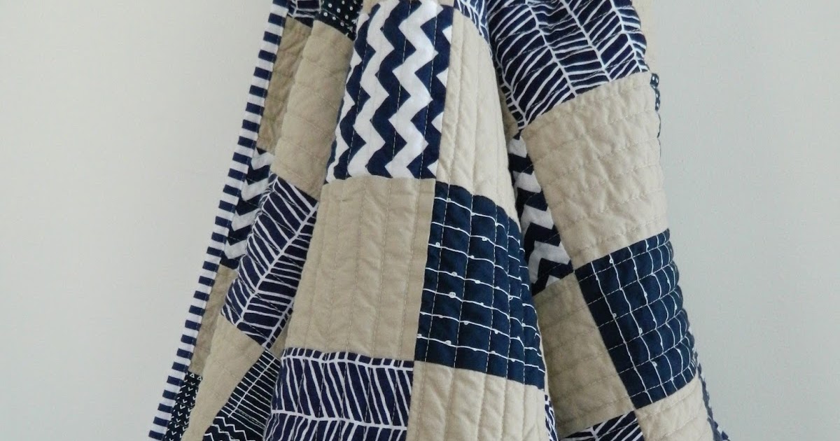 s.o.t.a.k handmade navy + parchment baby quilt...