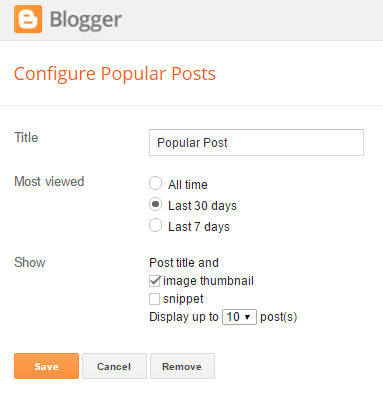 Blogger default popular post widget