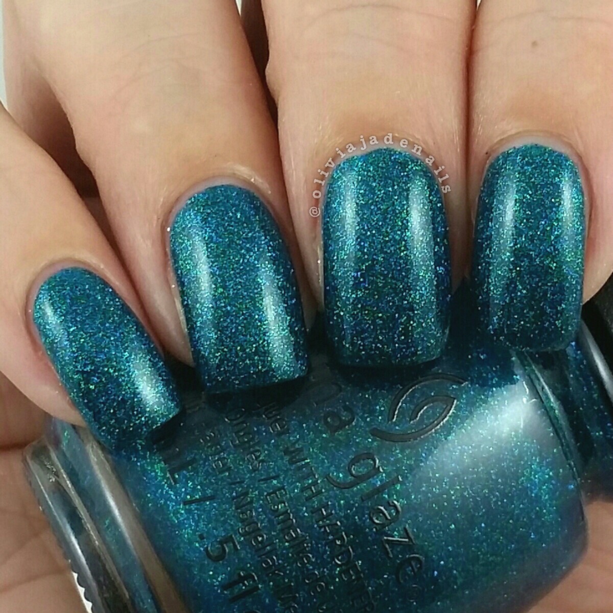China Glaze Give Me The Green Light swatched by Olivia Jade Nails