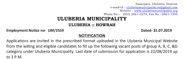 Uluberia Municipal Corporation (UMC) Previous Papers and Syllabus 019