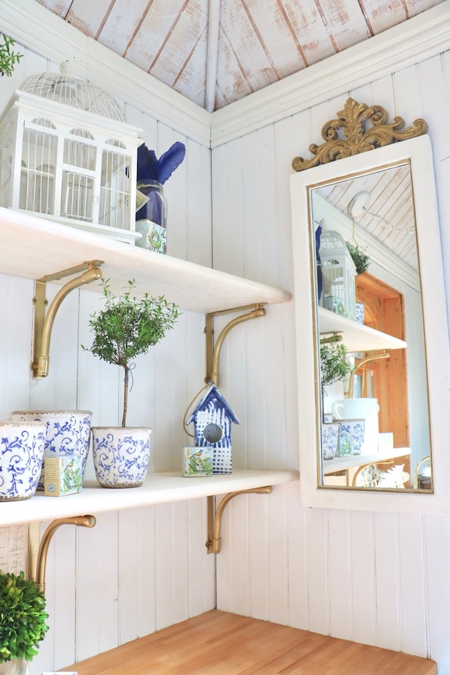 Botanic Bleu Garden Shed DIY Budget Open Shelves