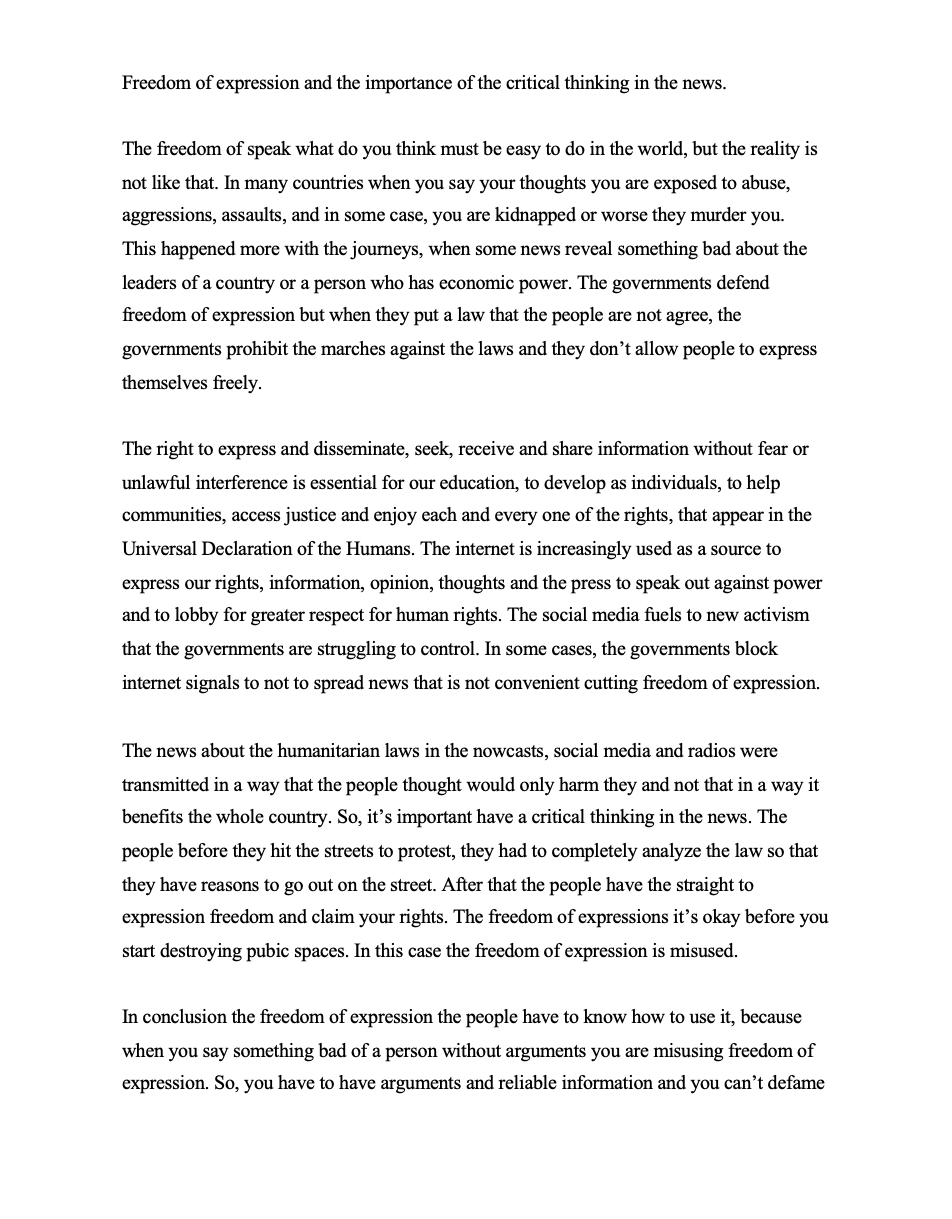 freedom of expression essay pdf