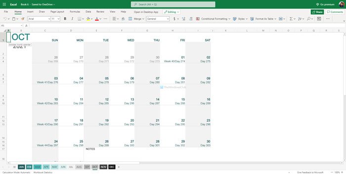 เทมเพลตปฏิทิน Google ชีตและ Excel Online ที่ดีที่สุด