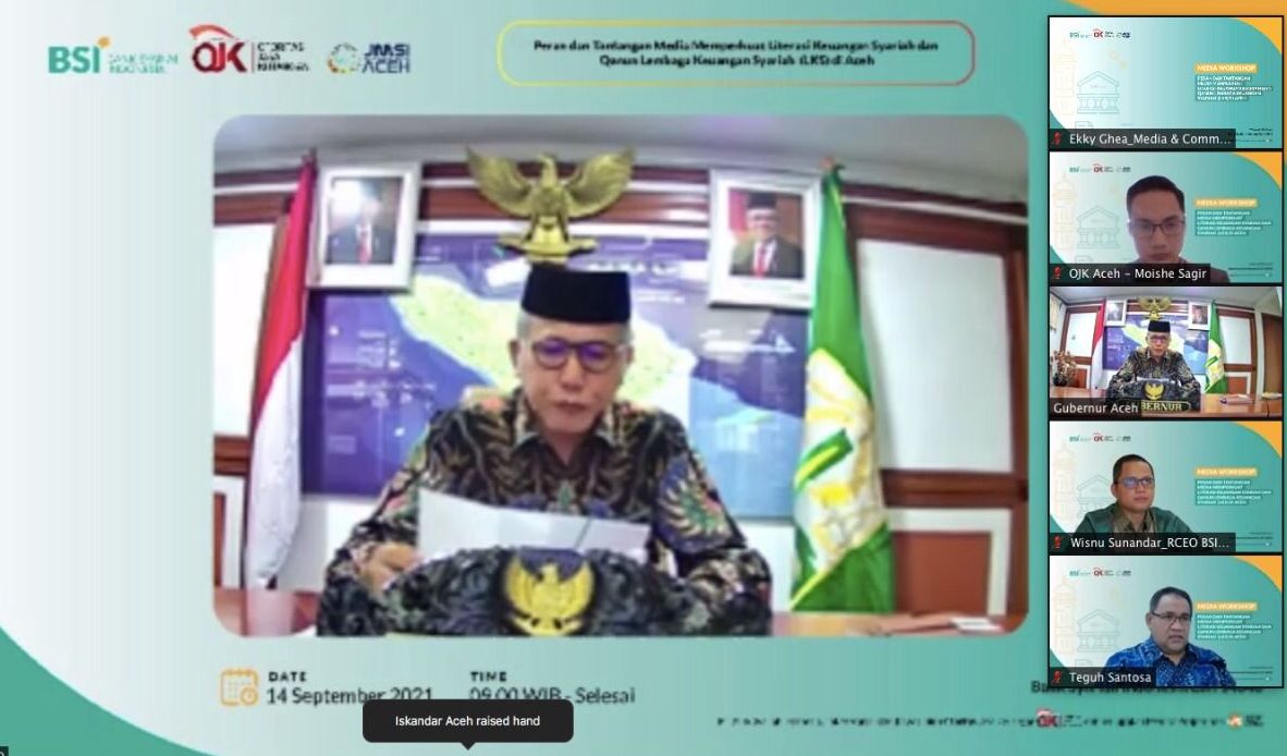 Gubernur Aceh Nova Iriansyah membuka Webinar JMSI Aceh dengan BSI tentang Literasi Keuangan Syariah (LKS) Gubernur Aceh Nova Iriansyah membuka Webinar JMSI Aceh dengan BSI tentang Literasi Keuangan Syariah (LKS)