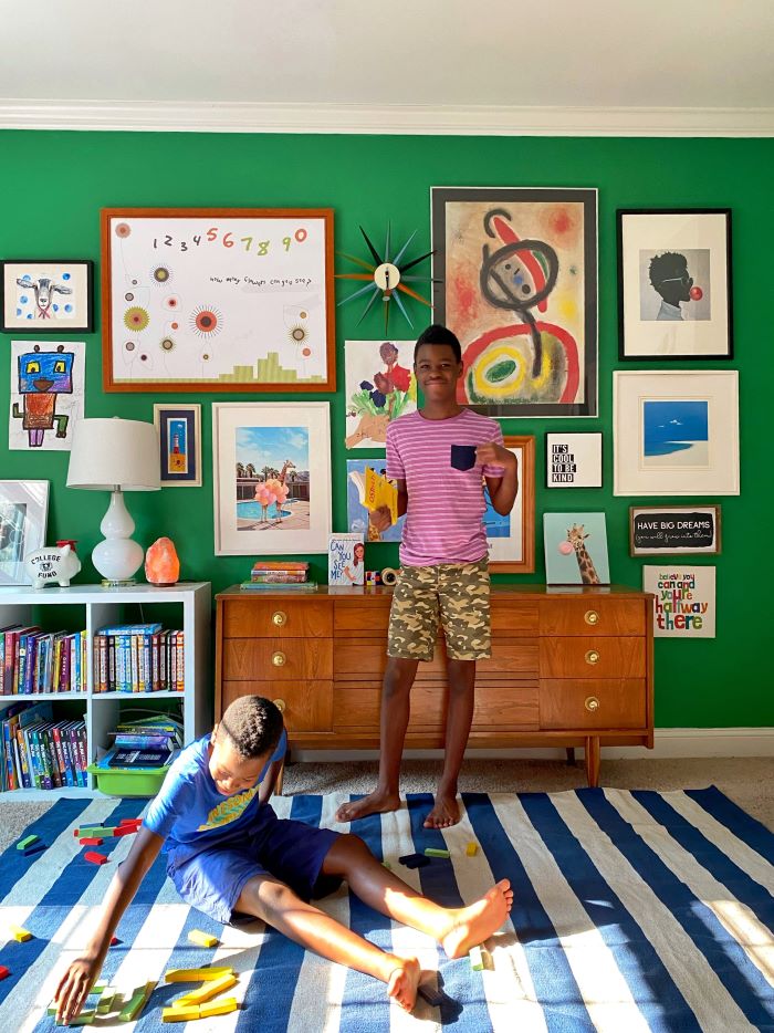 Accent wall backdrop for kid's art collection-designaddictmom