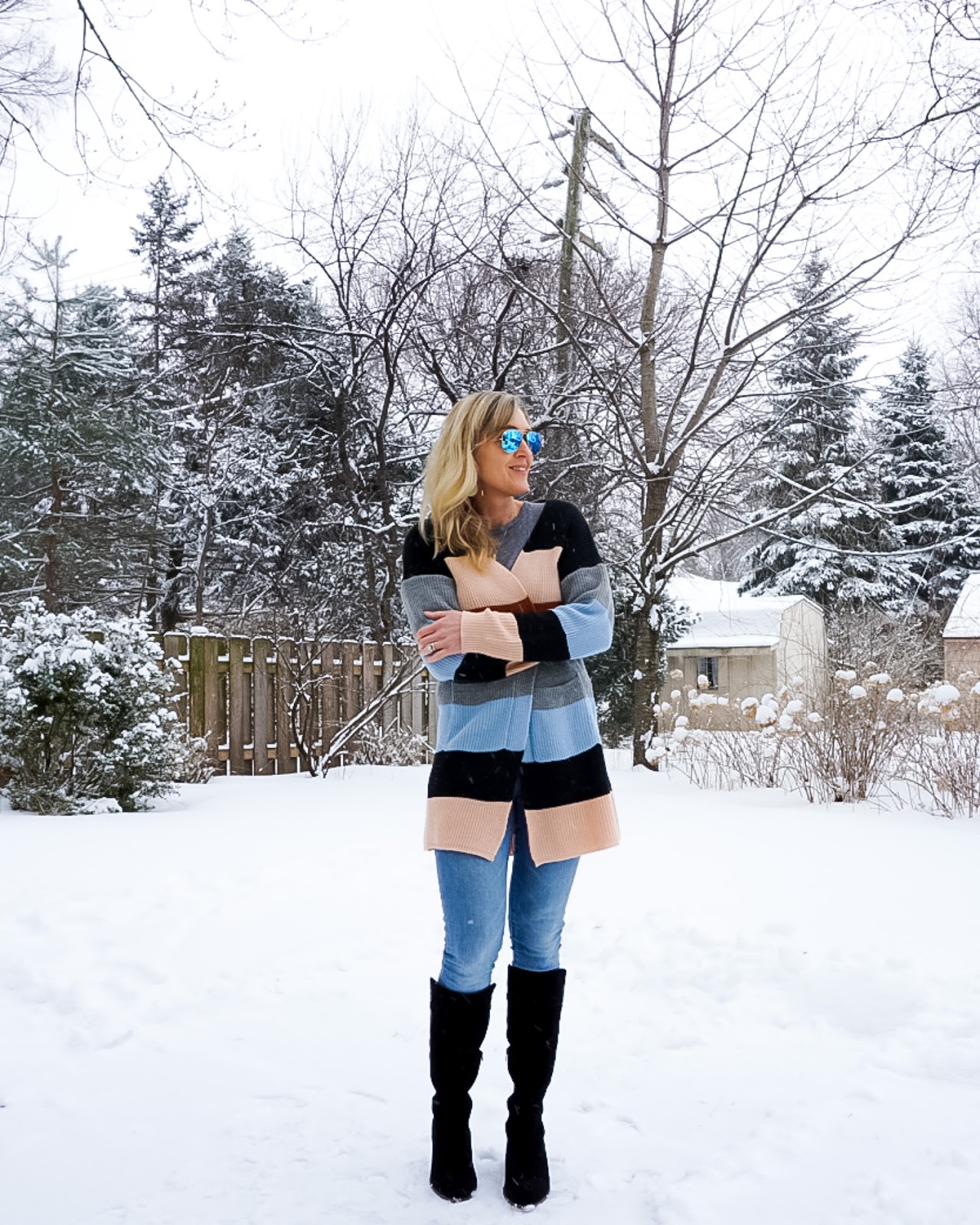 cozy striped cardigan