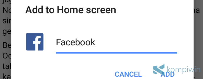 add to home screen facebook