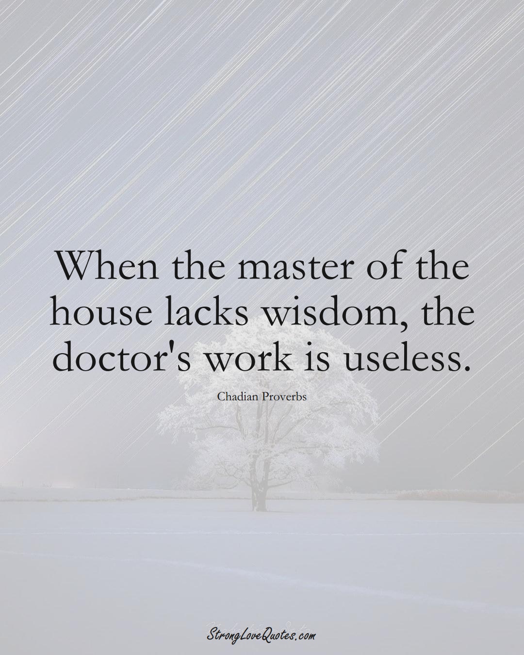 When the master of the house lacks wisdom, the doctor's work is useless. (Chadian Sayings);  #AfricanSayings