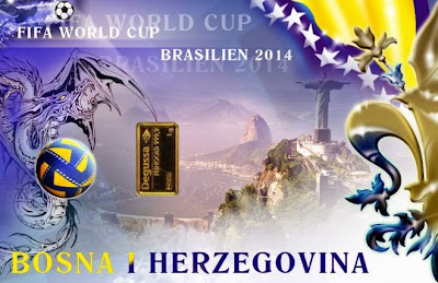 Tarjeta de colección Mundial de Fútbol Brasil 2014 Selección Bosnia-Herzegovina con un gramo de Oro de 24 Kilates y 999.9 milésimas de pureza.