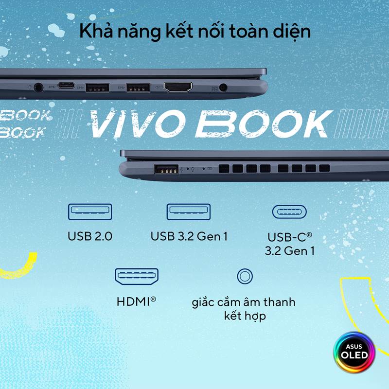 Laptop ASUS VivoBook 14X A1403ZA-KM161W - Chính hãng - I5-12500H/8GB/256GB PCIE/14.0 WQXGA OLED/WIN11/XANH 12 1