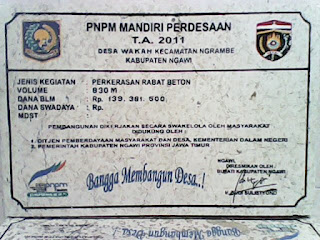 Prasasti Marmer dari PNPM Kabupaten Ngawi