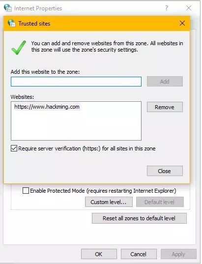 How to add trusted sites in Google Chrome- Trusted Sites