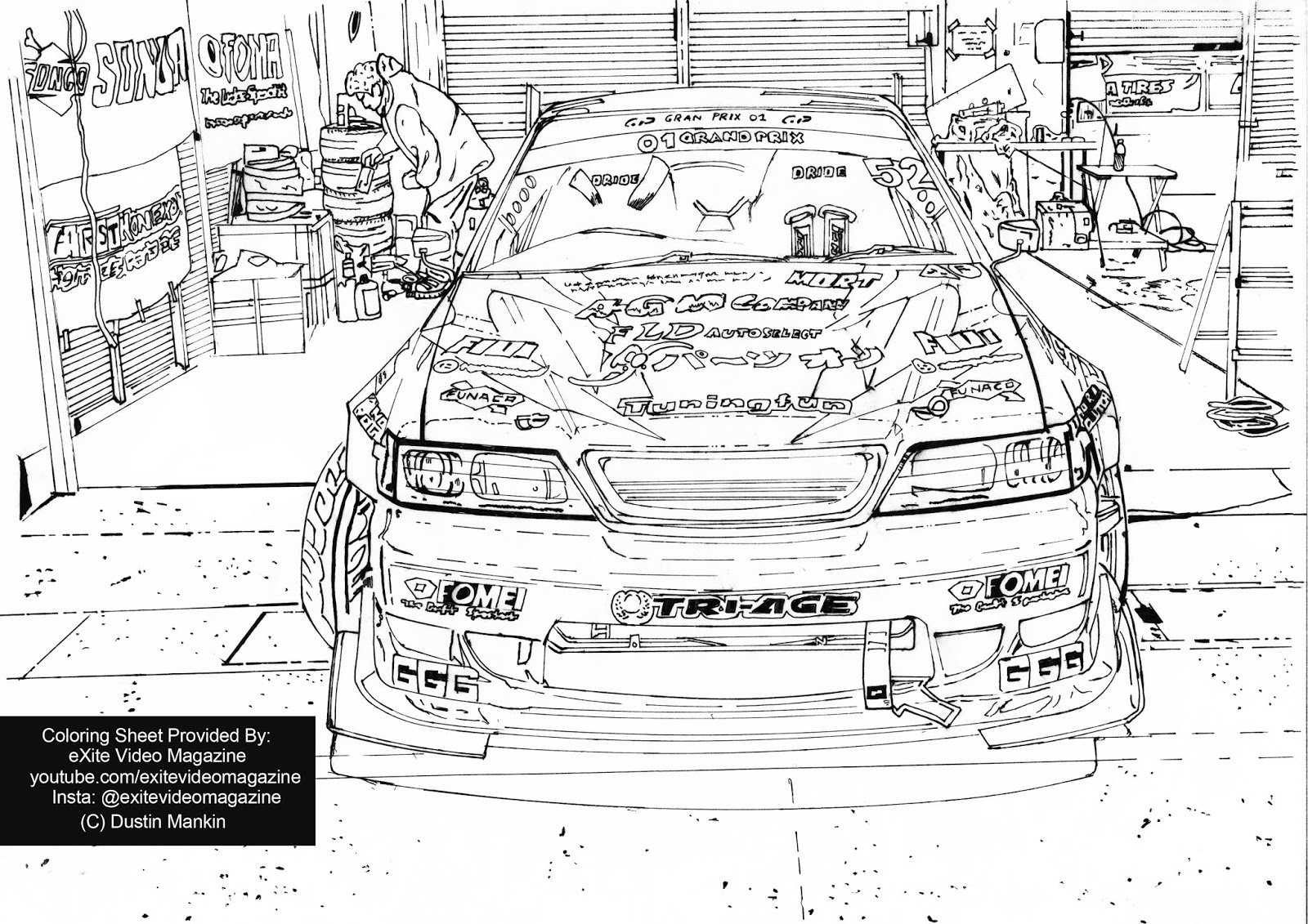 FREE JDM Drift Coloring Page! Japanese Cars Coloring Page! Beat Corona