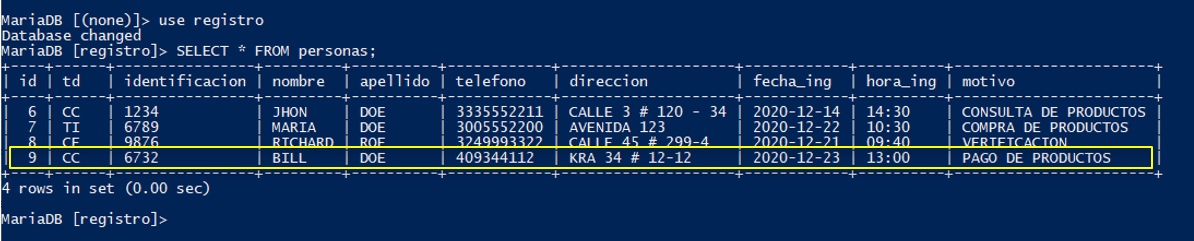 Consulta select a la base de datos MySQL