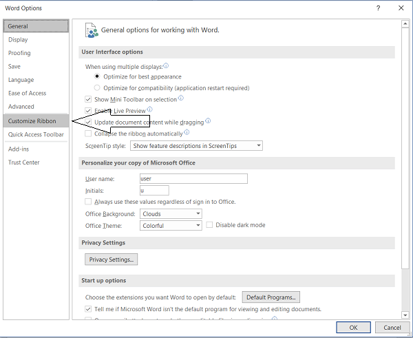 Restablecer las personalizaciones de la cinta en Office a sus valores predeterminados