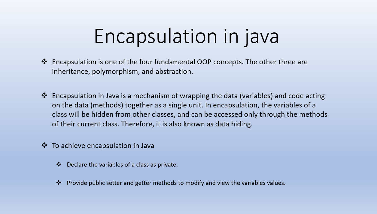 Encapsulation in java