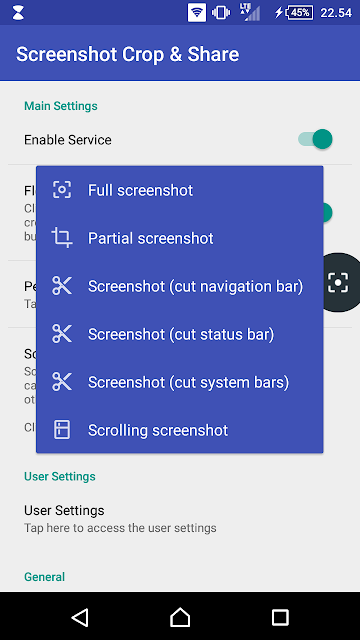 Aplikasi Screenshot crop dan Share