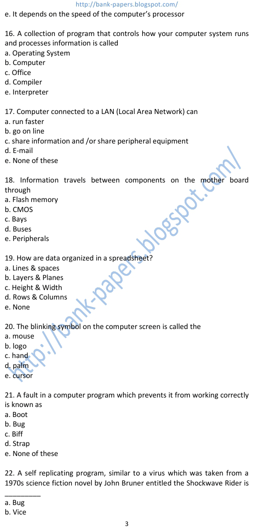 computer awareness questions for bank exams