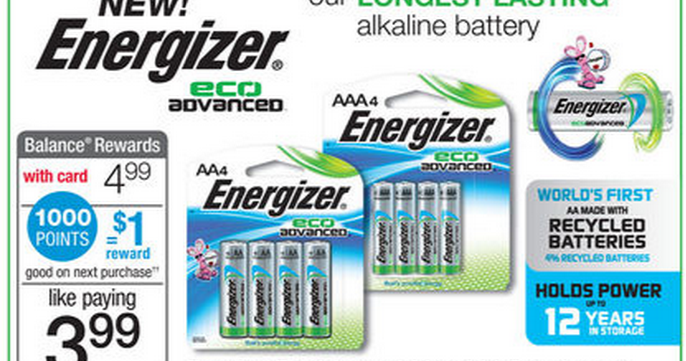 Extreme Couponing Mommy: CHEAP Energizer Eco Advanced AA/AAA 4pk Batteries at Walgreens