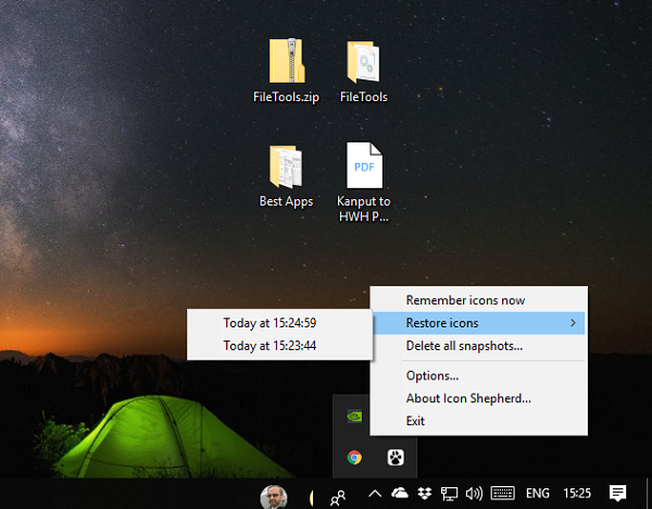 Ripristina il layout dell'icona del desktop