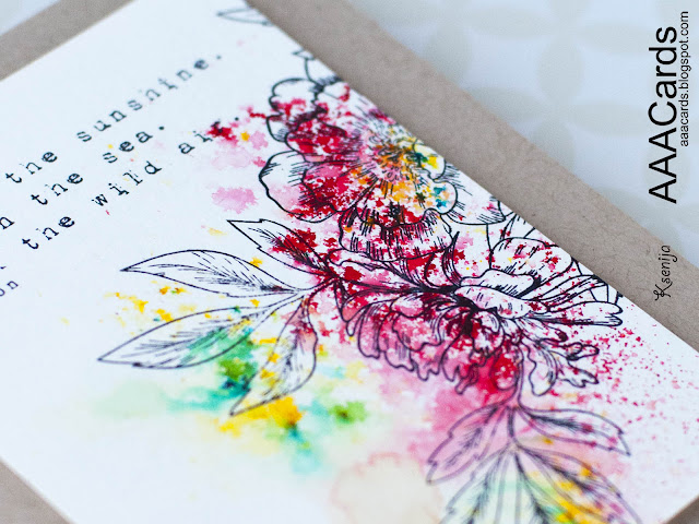 Brusho Crystal Coloured Floral Card