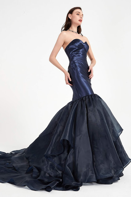 Blue Party Dress with Sweetheart Corset Prom Gown-eDressit 