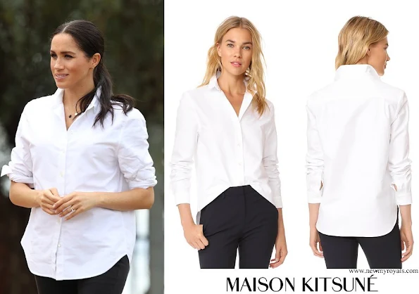 Meghan Markle wore Maison Kitsune Oxford Fox Embroidery Classic Shirt