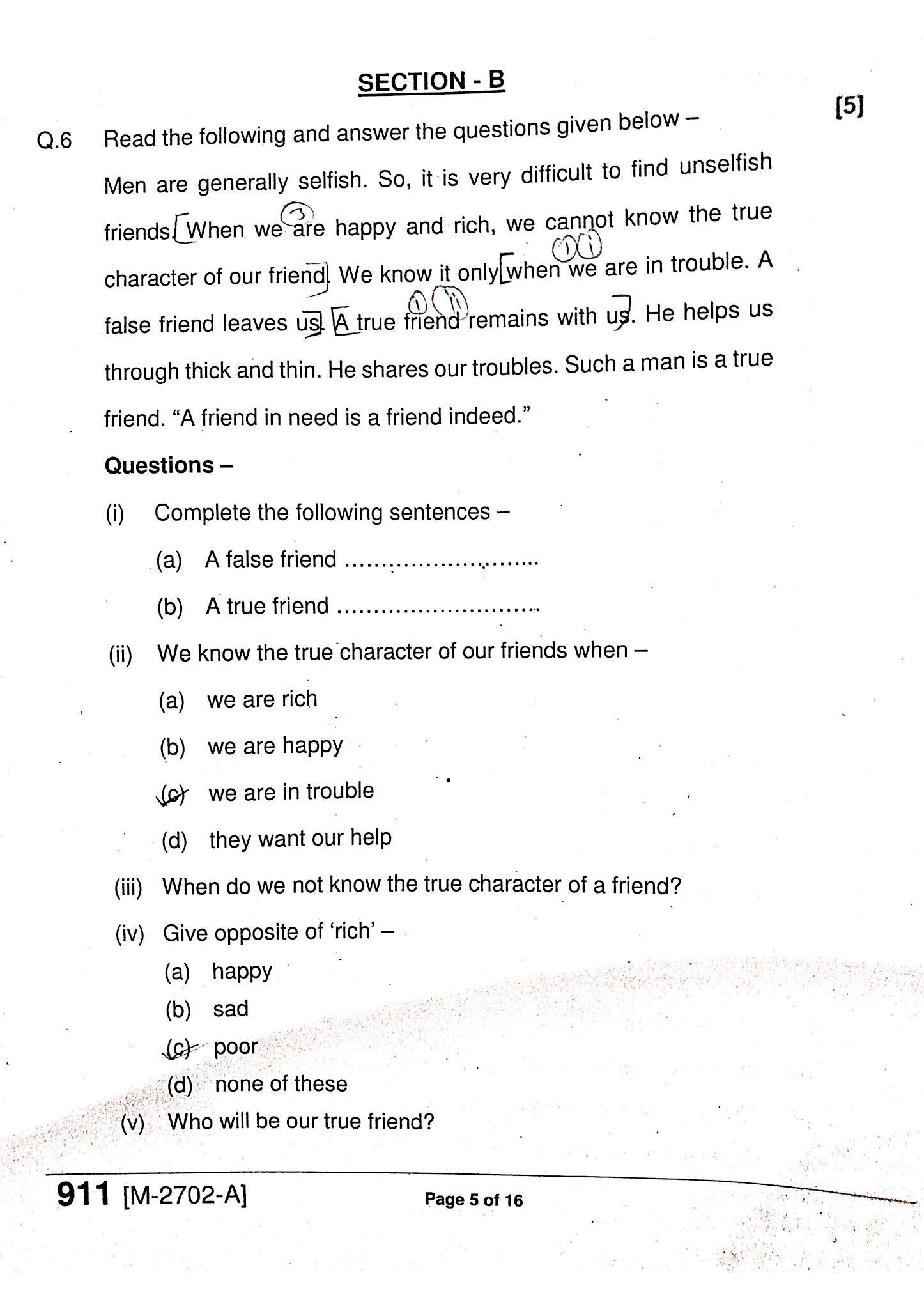 9th English Open Book paper 2021