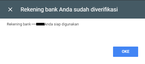 Verifikasi Rekening bank pembayaran Google Adsense dengan mudah