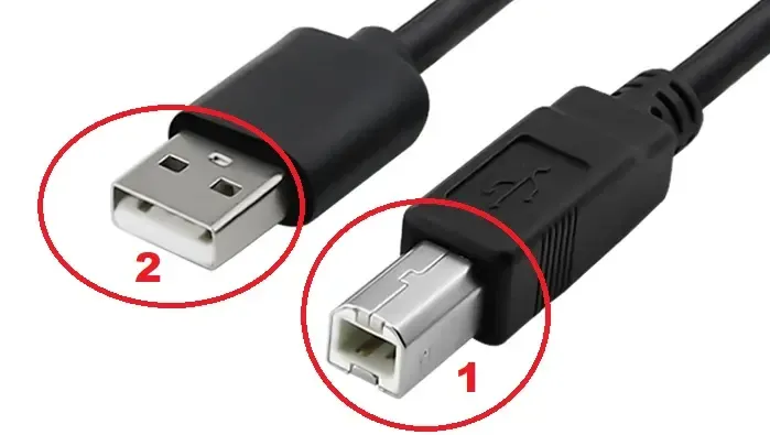 وادي التكنولوجيا | بالعربية: كابل الـ USB المستخدم في توصيل طابعة الباركود بجهاز الكمبيوتر.