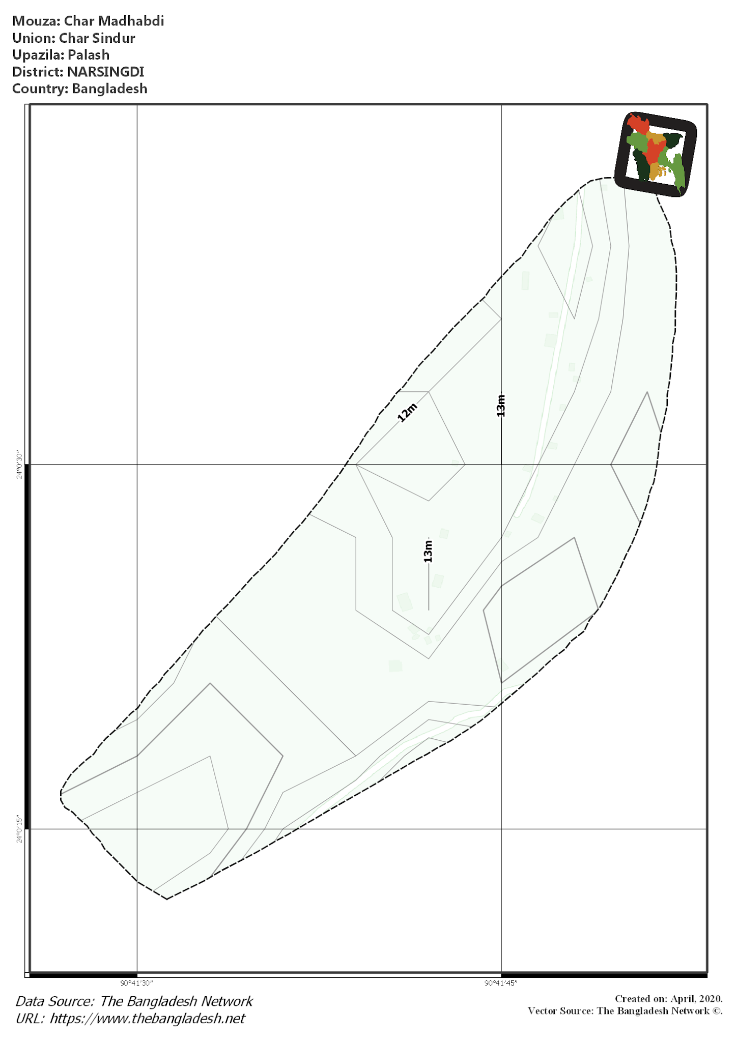 Map of Char Madhabdi Mouza of Palash Upazila, NARSINGDI Map of Char Madhabdi Mouza of Palash Upazila, NARSINGDI, Bangladesh.